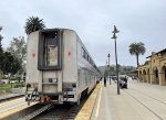 Rear Superliner Coach of Amtrak Train # 14 at SBA-view is looking west